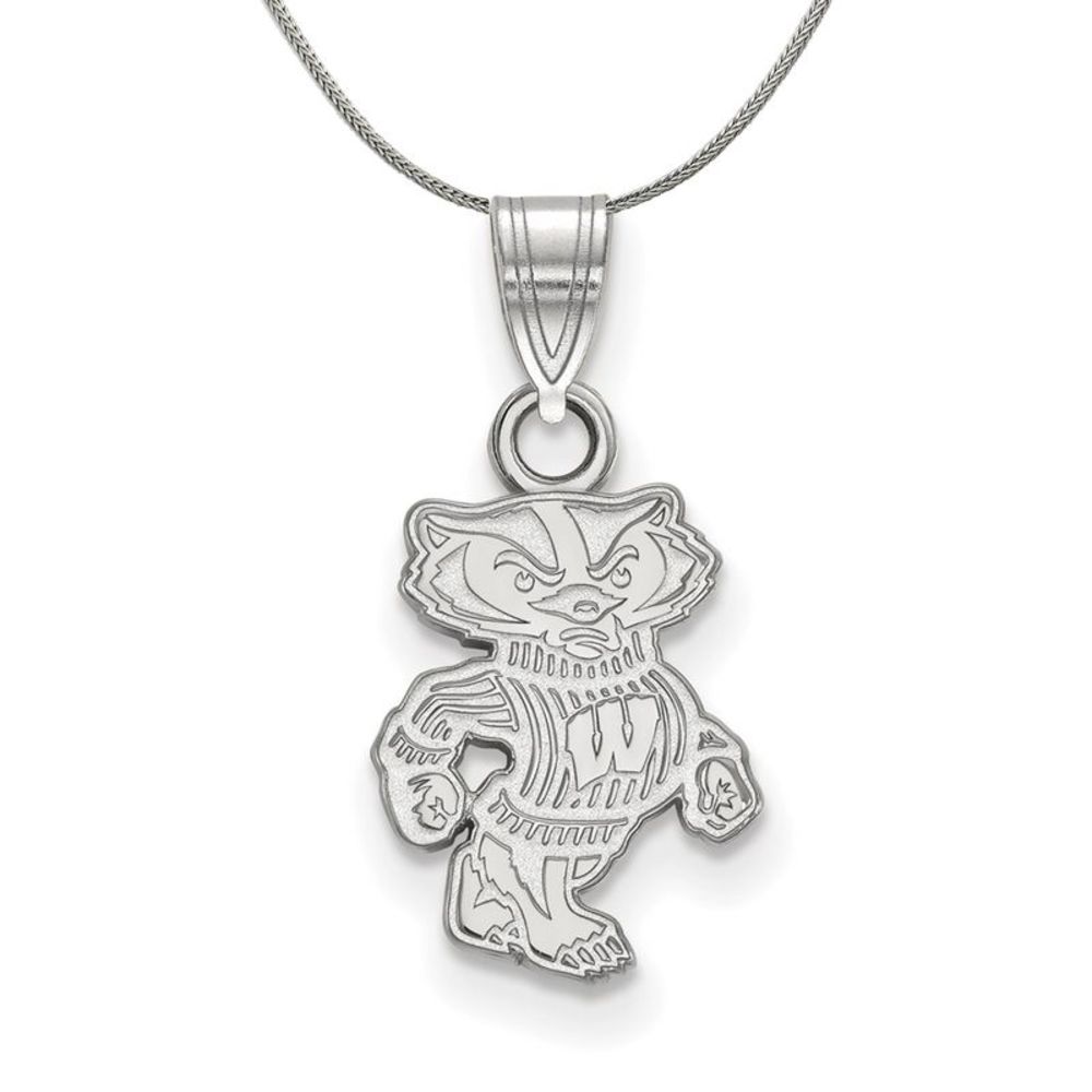 Sterling Silver U of Wisconsin Small Logo Necklace - 16 Inch